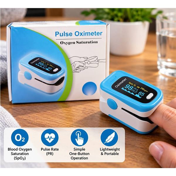 Portable Finger Pulse Oximeter in Box