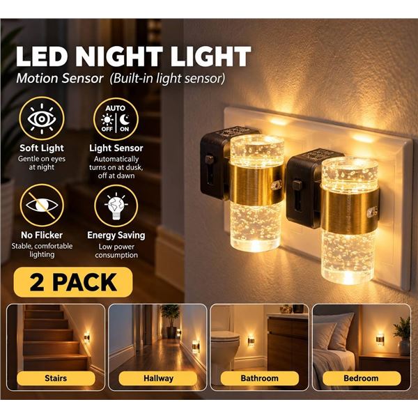 LED Motion Sensor Night Light 2-Pack
