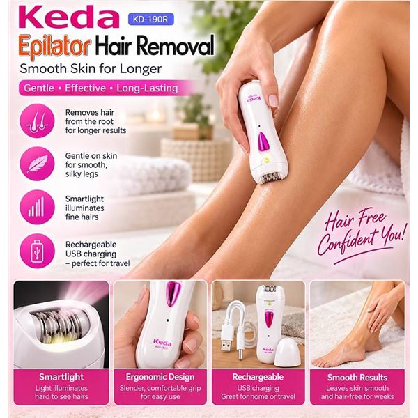 Keda KD-190R Rechargeable Epilator
