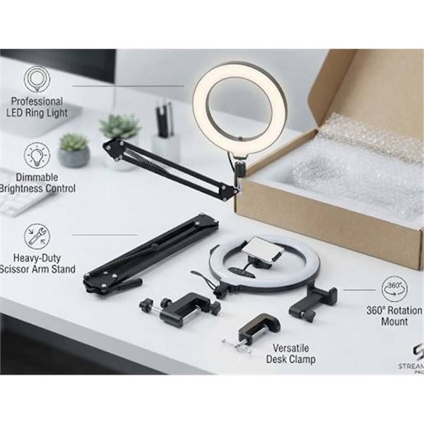 LED Ring Light With Adjustable Desk Mount Stand