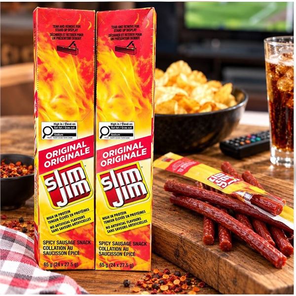 Lot of 2 Slim Jim Spicy Sausage Snack 24x27.5g