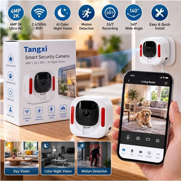 Tangxi 2K 3MP WiFi Smart Security Camera