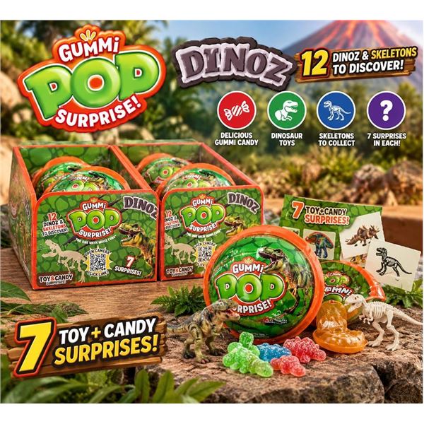 2- packs of 7 Gummi Pop Surprise Dinoz Candy Toys