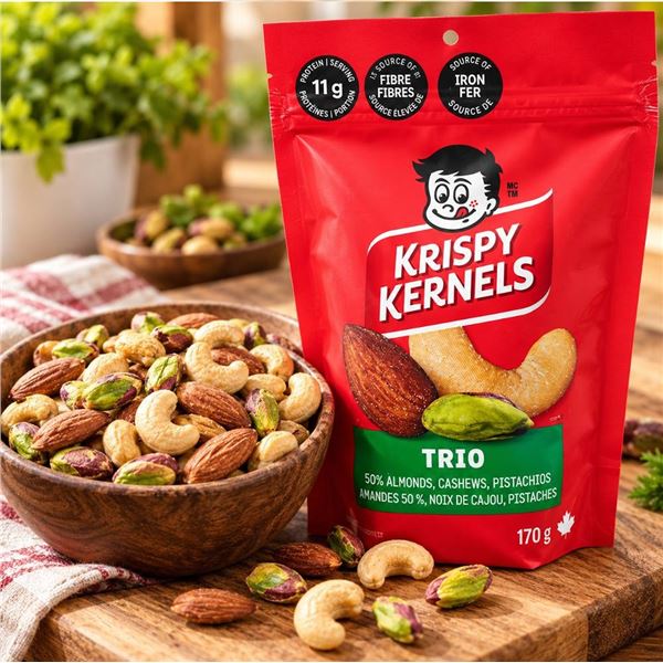 Krispy Kernels Trio Almonds Cashews Pistachios 8x170g