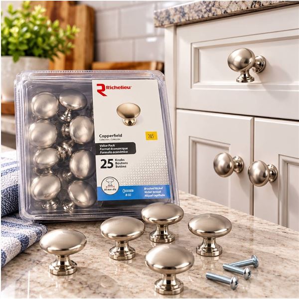 Richelieu Copperfield 25 Brushed Nickel Knobs