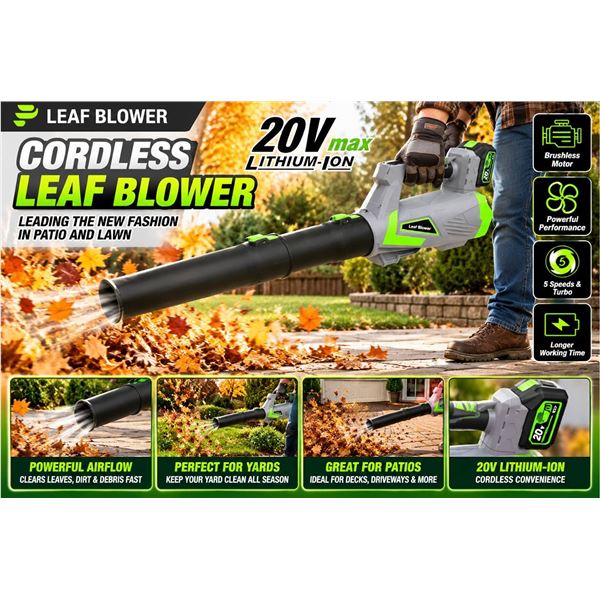 Cordless 20V Lithium-Ion Leaf Blower