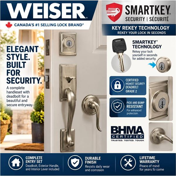 Weiser Lockset Satin Nickel SmartKey Grade 2