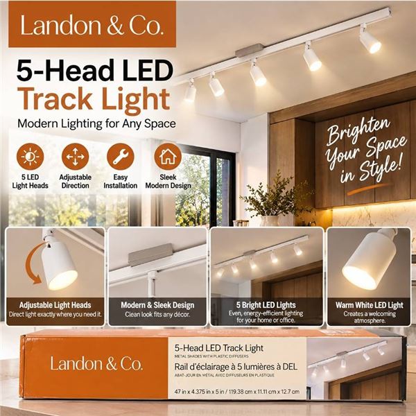 Landon & Co 5-Head LED Track Light White 47in