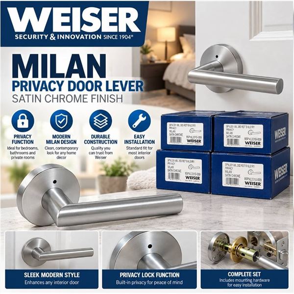 Weiser Milan Lever Satin Chrome Lot of 6