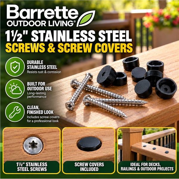Barrette 1.5" Steel Screw Cover Kits, 24 Bags