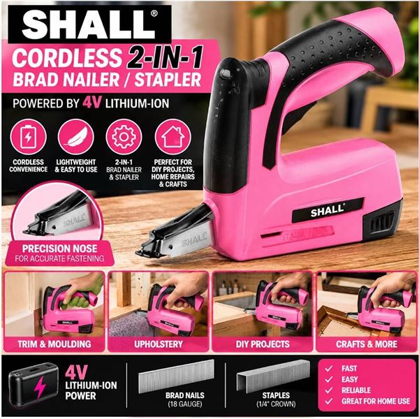 SHALL Cordless 2-in-1 Brad Nailer Stapler 4V