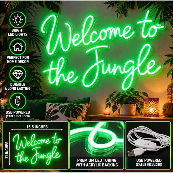 DAKABUKA Welcome to the Jungle LED Sign 15.5x11in