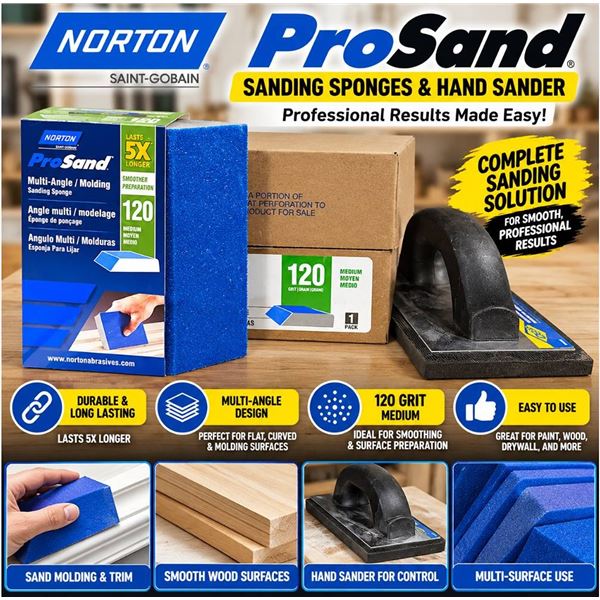 16 pc Norton Sanding Sponges And 1 QEP Grout Float