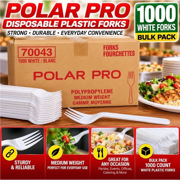 Polar Pro Polypropylene Forks 1000ct White