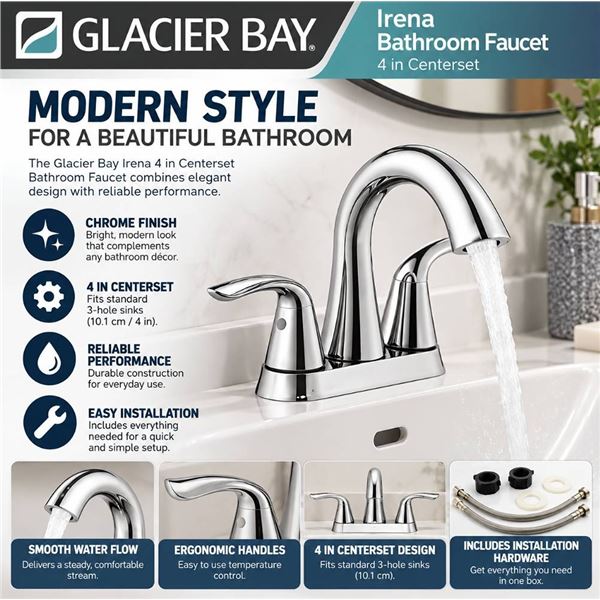 Glacier Bay Irena Bathroom Faucet Chrome