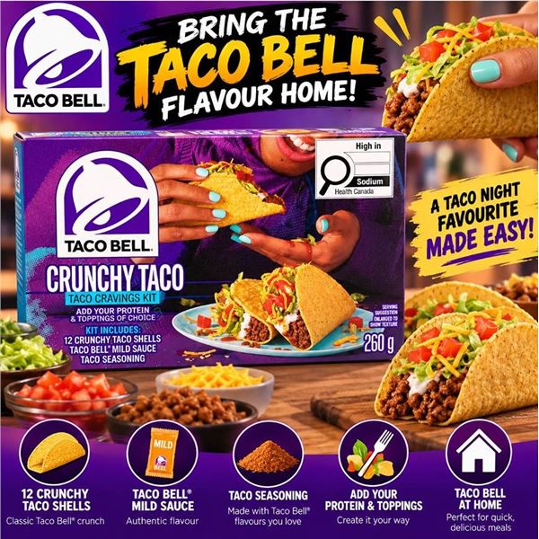 Lot of 6 Taco Bell Crunchy Taco Cravings Kits 260g Each