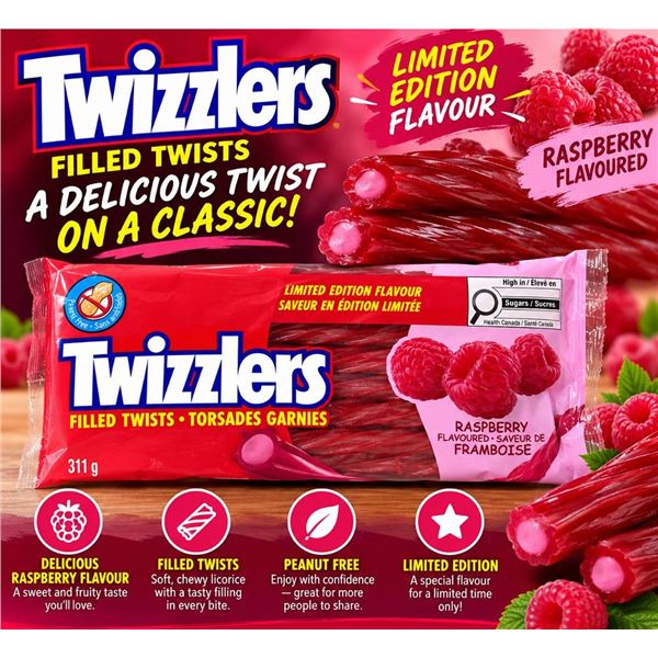 Twizzlers Raspberry Filled Twists 12x311g