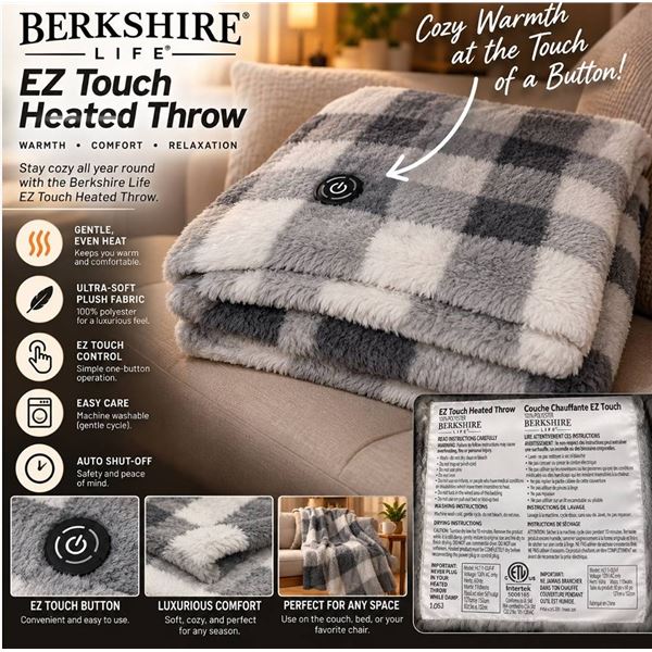 Berkshire EZ Touch Heated Throw Blanket