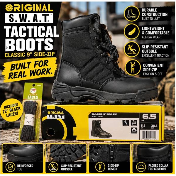 Original S.W.A.T. 9" Black Boot Size 6.5 USA