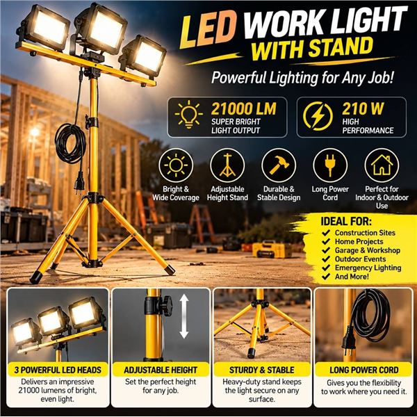 21000LM LED Work Light With Tripod Stand