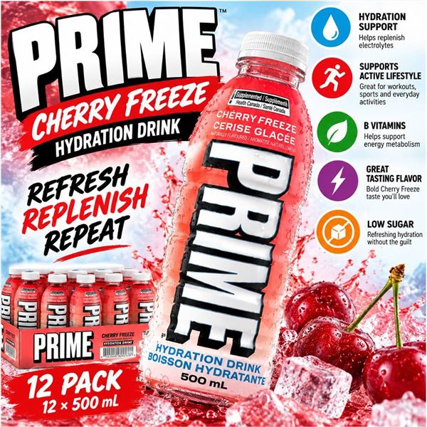 Prime Cherry Freeze Hydration Drink 12x500ml