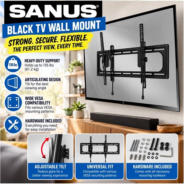 Adjustable Black Metal TV Wall Mount Bracket