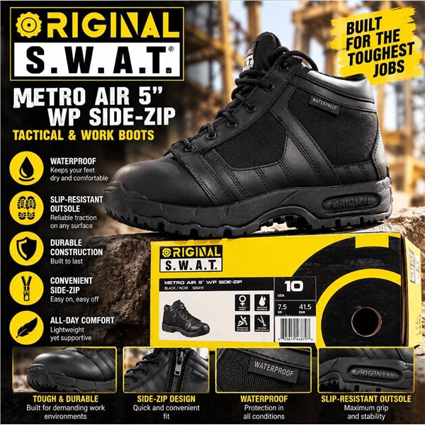 Original SWAT Metro Air 5" WP Side-Zip Boot Sz 10