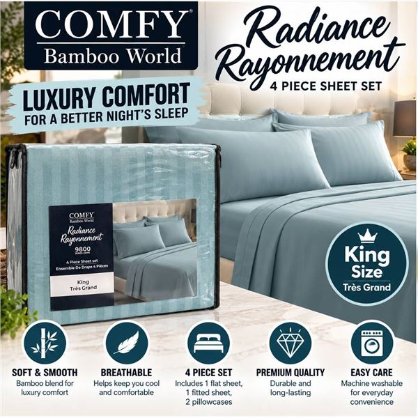 Comfy Bamboo World King 4 Piece Sheet Set