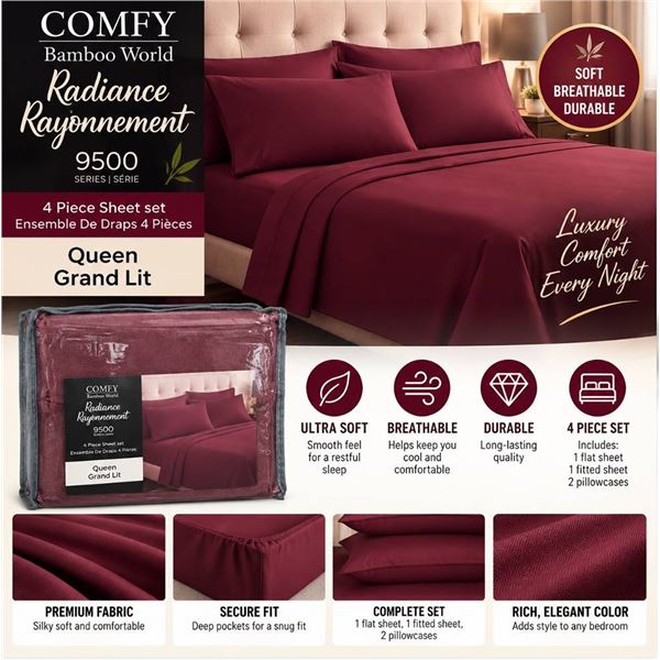 Comfy Bamboo World Queen 4-Piece Sheet Set