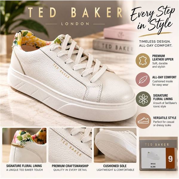 Ted Baker White Sneakers Size 9 Women