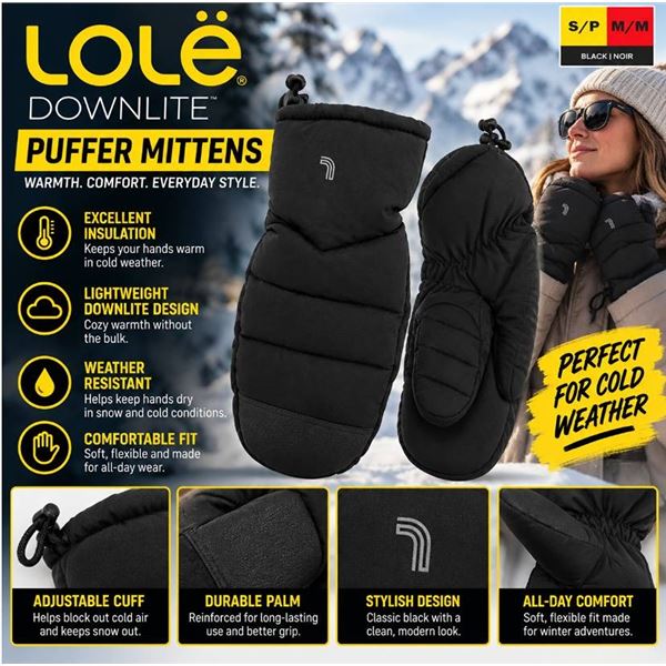 LolÃ« Downlite Black Puffer Mittens Size M