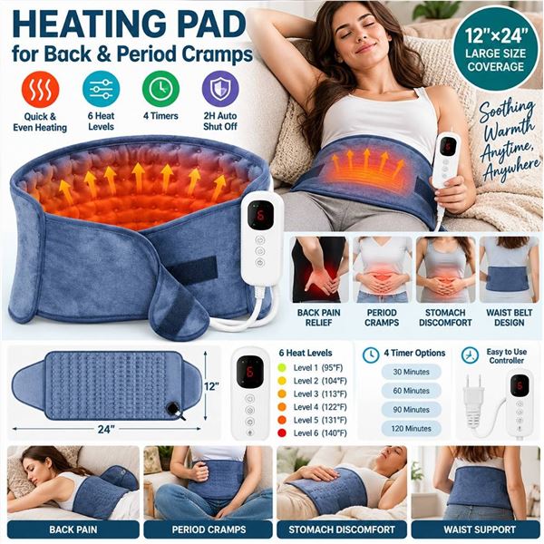 Calido Heating Pad 12"x24" with Waist Belt