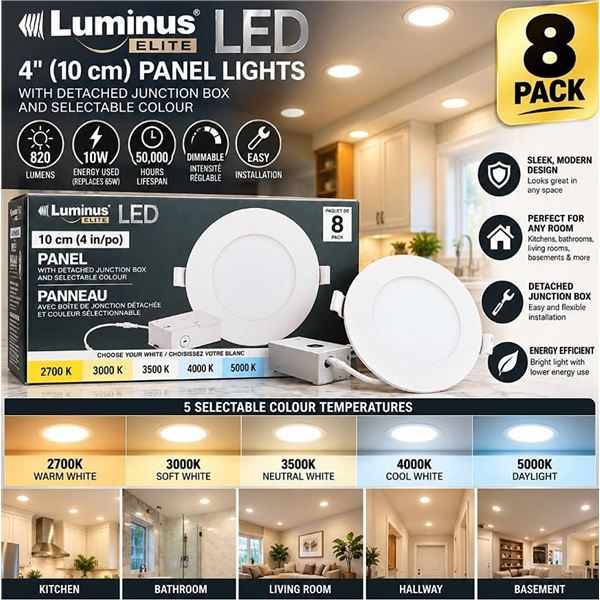 Luminus LED 4in Panel 8pk 2700K-5000K