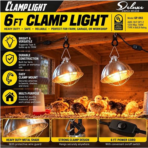 2 Pack Simple Deluxe 6ft Clamplight Model GP-093