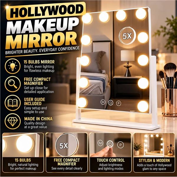 FENCHILIN Hollywood Makeup Mirror 15 Bulb