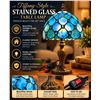 Image 1 : Blue Stained Glass Accent Lamp, 14 Inch