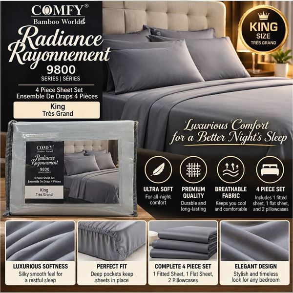 Comfy Bamboo 4pc King Sheet Set 9800 Series