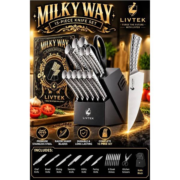 Livtek Milky Way 15-Piece Knife Set