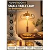 Image 1 : Brass Mushroom LED Table Lamp, 15.4in, Amber Glass