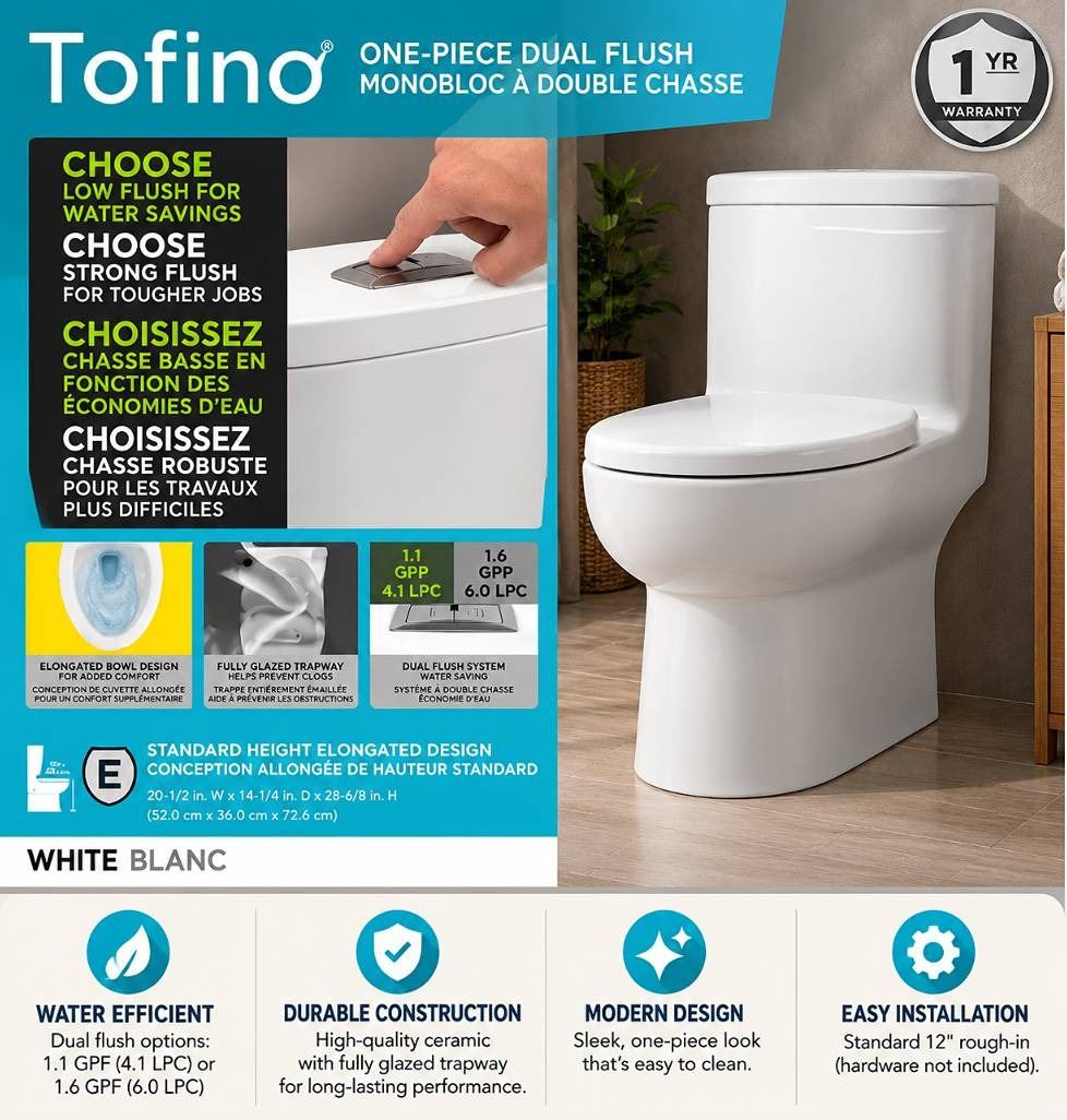 Tofino One-Piece Dual Flush Toilet White