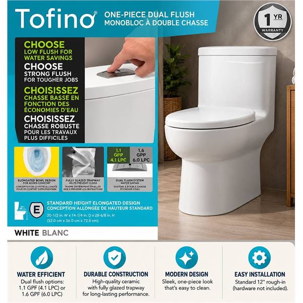 Tofino One-Piece Dual Flush Toilet White
