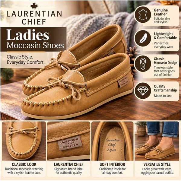Laurentian Chief Ladies Leather Moccasins L5
