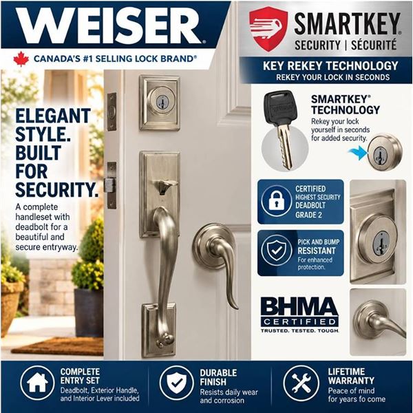 Weiser Lockset Satin Nickel SmartKey Grade 2