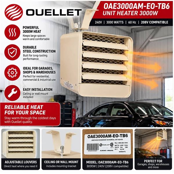 Ouellet OAE3000AM-EO-TB6 Unit Heater 3000W