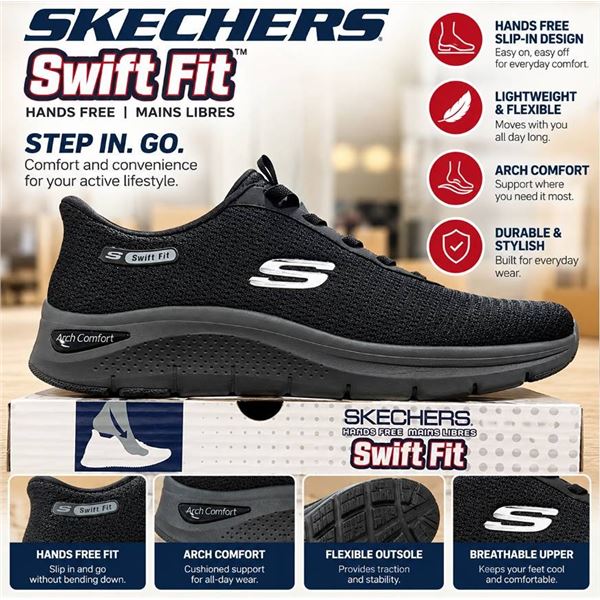 Skechers Swift Fit Black Men's Shoes Size 10