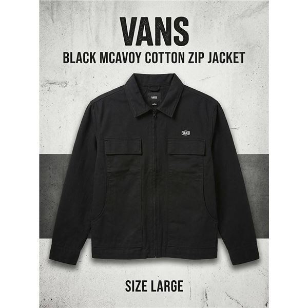 Vans Black McAvoy Cotton Zip Jacket Size Large
