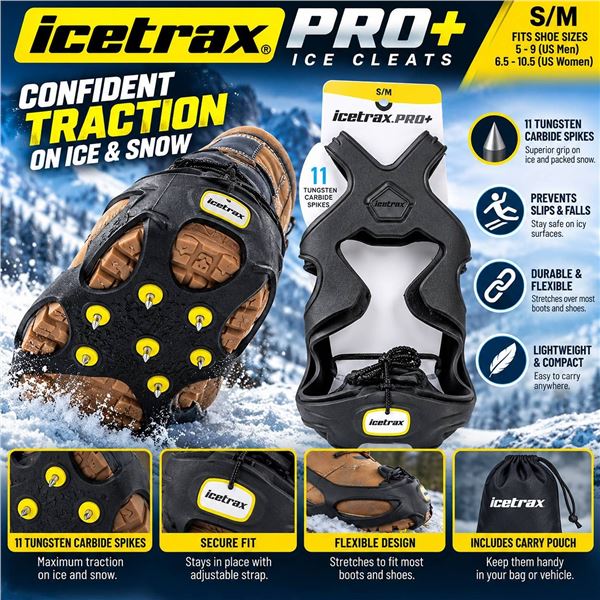 Icetrax Pro S/M Ice Cleats 11 Tungsten Spikes