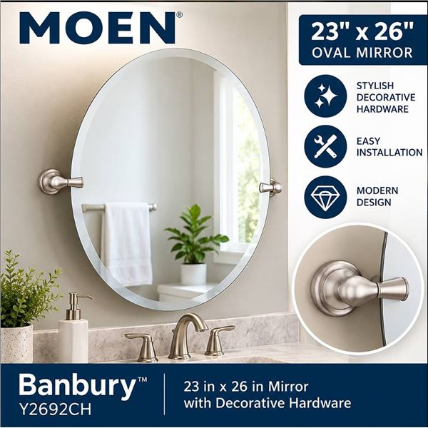Moen Banbury Y2692CH Oval Mirror 23x26 Inch