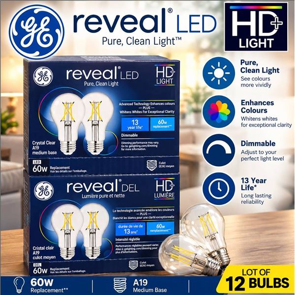 GE Reveal LED 60W A19 Light Bulbs 6-Pack