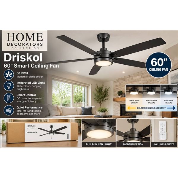 Home Decorators 60in Driskol Smart Ceiling Fan